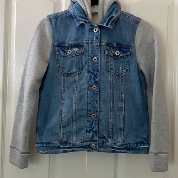Abercrombie hooded jeans distressed jacket Youth